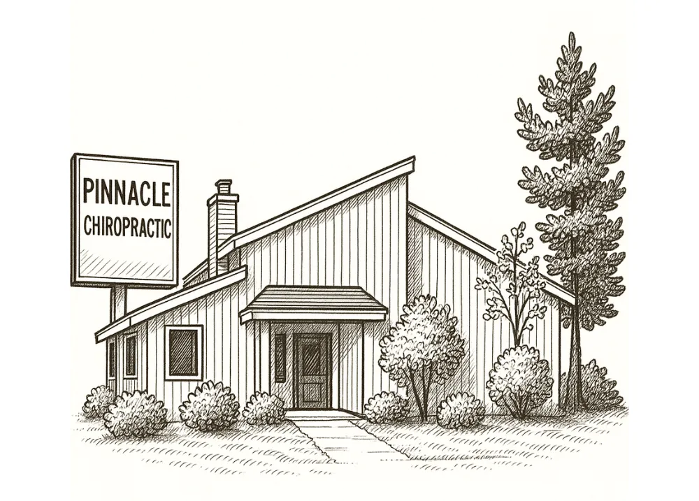 Pen sketch of the Pinnacle Chiropractic office